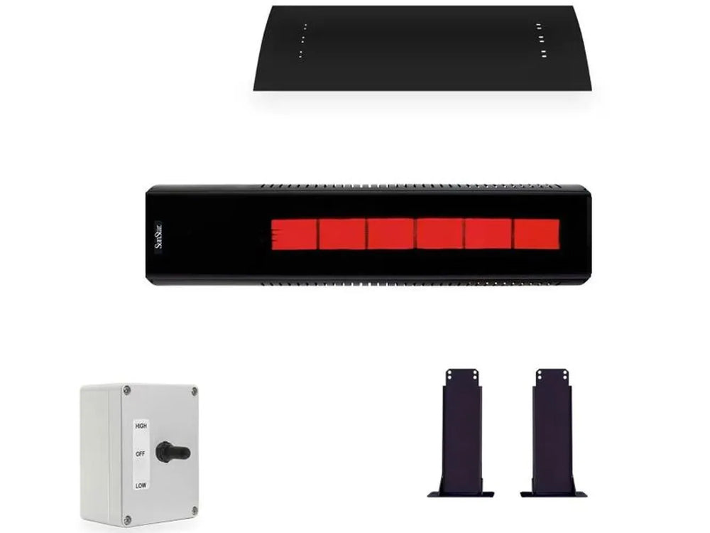 SunStar SGL0 48-inch gas infrared patio heater with 35,000 BTU output and sleek black finish.