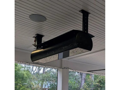 Adjustable mounting brackets for the SunStar SGL0, allowing for angled heat distribution on patios.