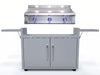Le Griddle OML105P3 3-burner gas griddle on stainless cart with side shelves