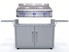 Le Griddle OML105P6 gas griddle with 6mm plate on stainless cart with side shelves