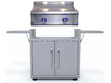 Le Griddle Pro Series 75 gas griddle with 2-burner cabinet cart and side shelves