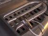 Close-up of Le Griddle OML105C6 gas burner assembly and stainless interior