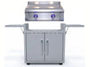 Le Griddle OML75P6 gas griddle with 6mm plate on stainless cart with side shelves
