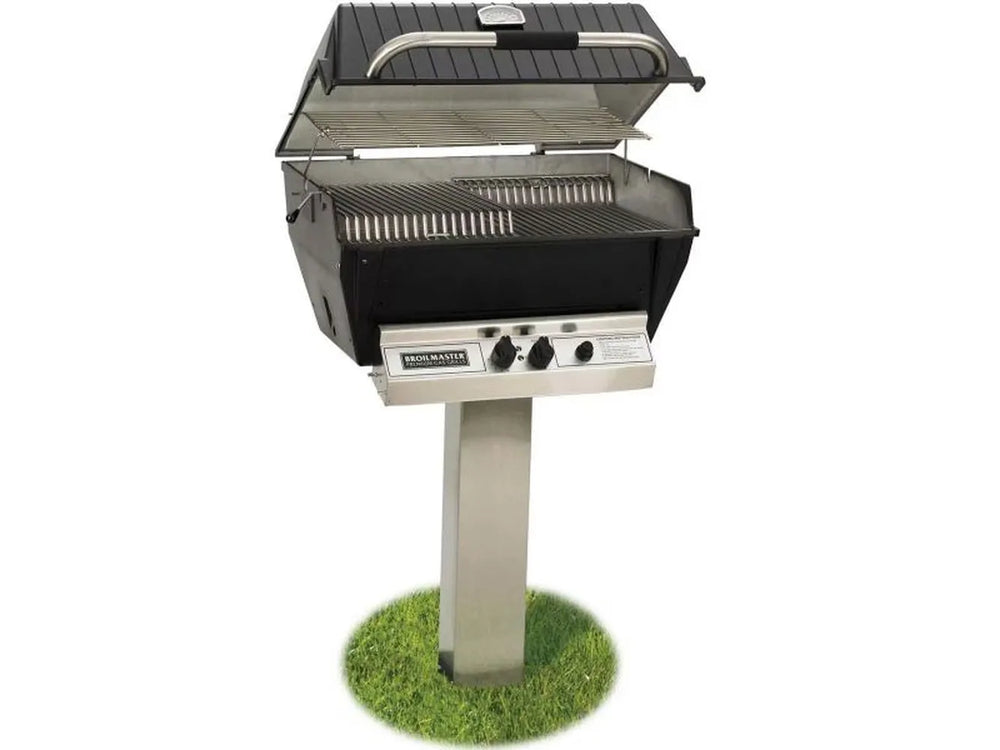Broilmaster P3XF 27" Gas Grill Head & Griddle on Stainless Steel In-Ground Post