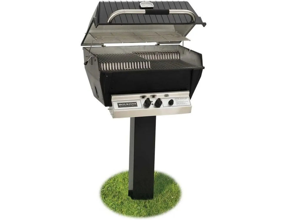Broilmaster P3XF 27" Gas Grill Head & Griddle on Black In-Ground Post