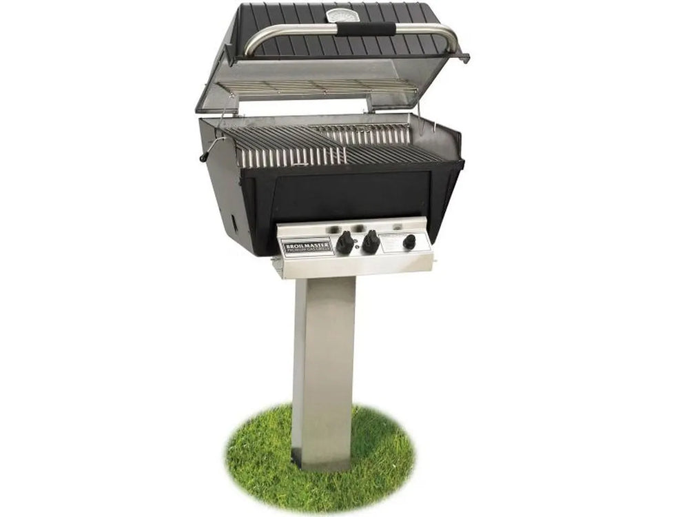 Broilmaster P4X 24" Gas Grill Head, Bowtie Burner on Stainless Steel In-Ground Post