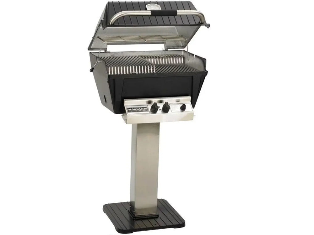 Broilmaster P4X 24" Gas Grill Head, Bowtie Burner on Stainless Steel Patio Post