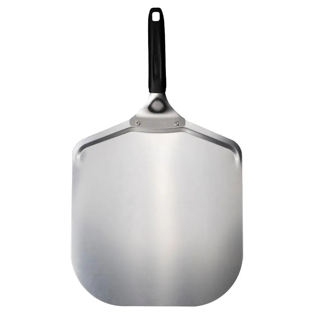 Blackstone aluminum pizza peel with non-slip black handle for sliding pizzas into portable pizza ovens