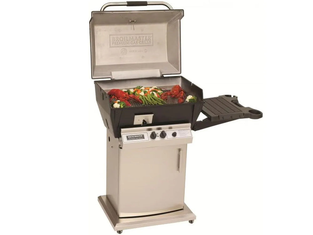 Broilmaster Qrave Gas Grill Head & Smoker On Stainless Steel Storage Cart