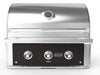 Wildfire 30-Inch 3-Burner Gas Grill – front view with stainless steel hood and control knobs