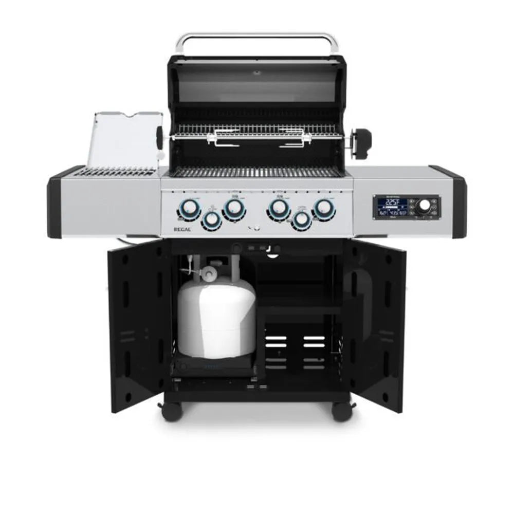 Broil King Regal Q 490 Pro IR smart gas grill with lid open