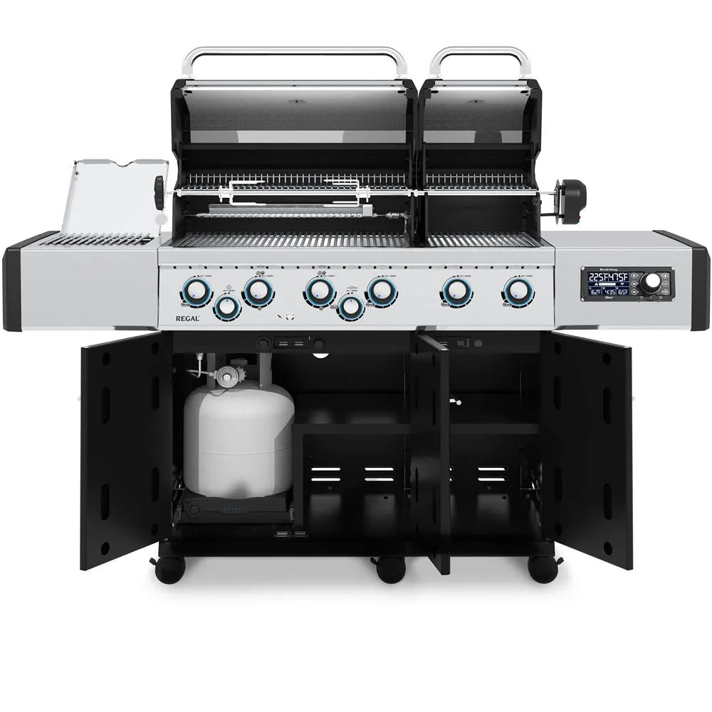 Broil King Regal Q 690 Pro IR smart dual-oven grill with lids open