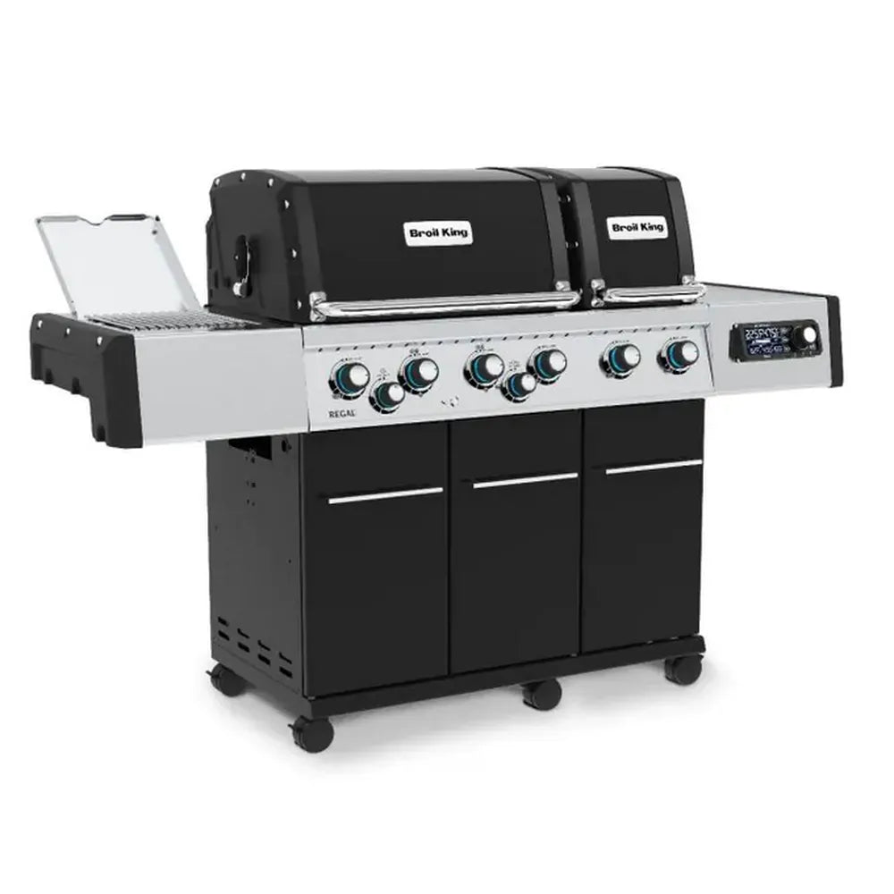 Broil King Regal Q 690 Pro IR smart dual-oven grill, angled view