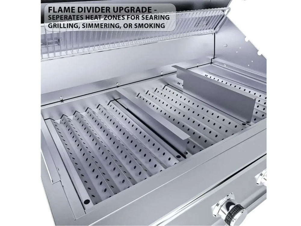 Sunstone RUBY3B flame divider upgrade separating heat zones for searing, grilling, simmering or smoking