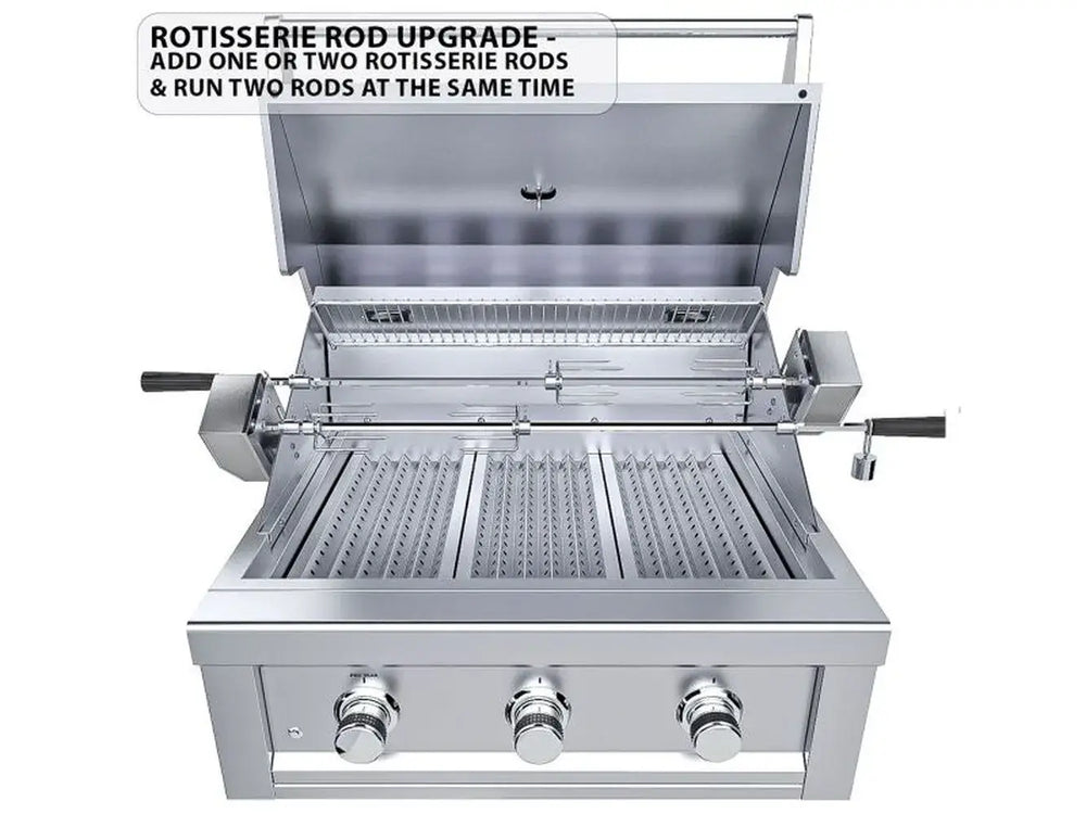 Sunstone RUBY3B rotisserie rod upgrade with dual rotisserie system for outdoor cooking