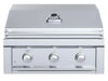 Sunstone RUBY3B 30" built-in gas grill with LED knobs, stainless steel hood and 3-burner design