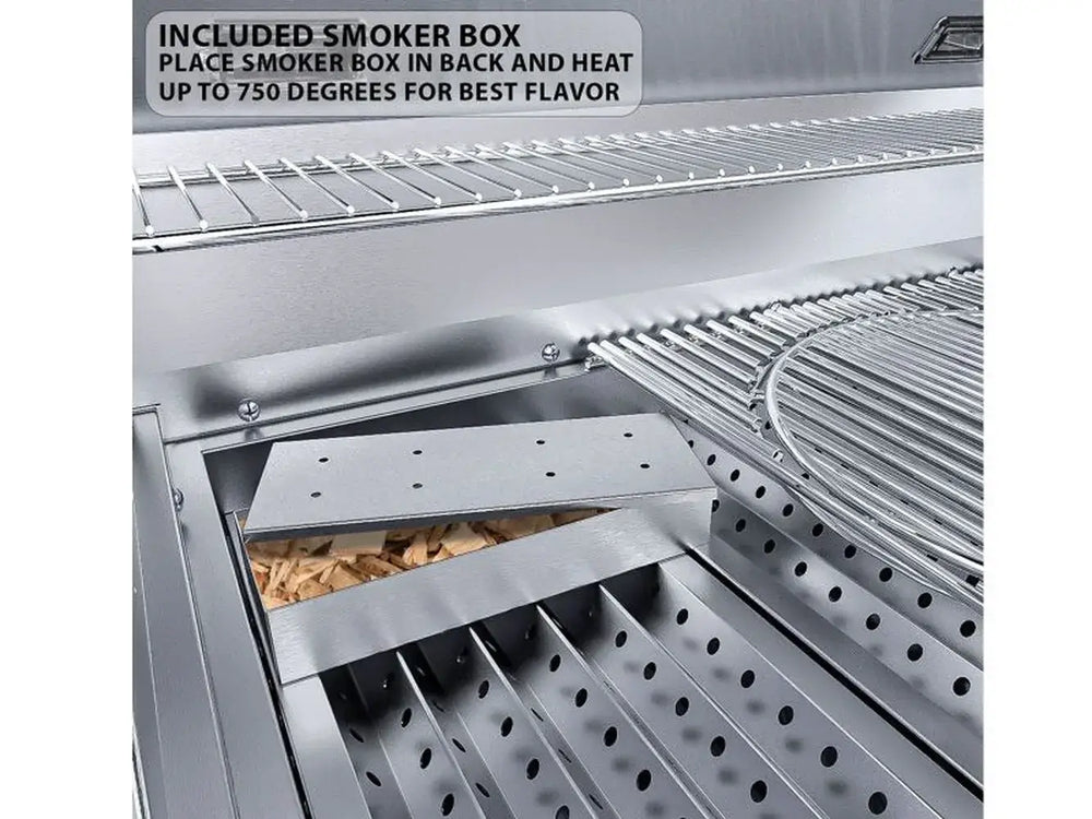 Sunstone RUBY3B built-in gas grill with included stainless steel smoker box up to 750 degrees