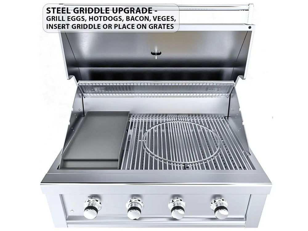 Sunstone RUBY4B steel griddle upgrade for eggs, bacon, hot dogs, and vegetables
