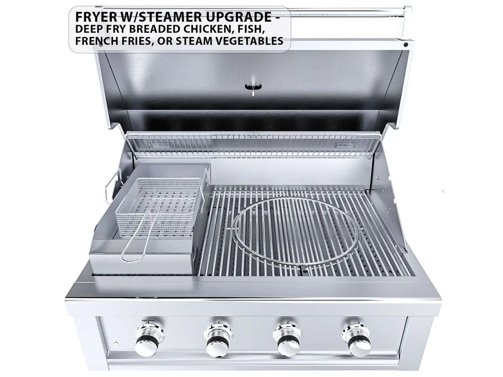 Sunstone RUBY4B fryer and steamer upgrade with deep fryer basket for outdoor cooking