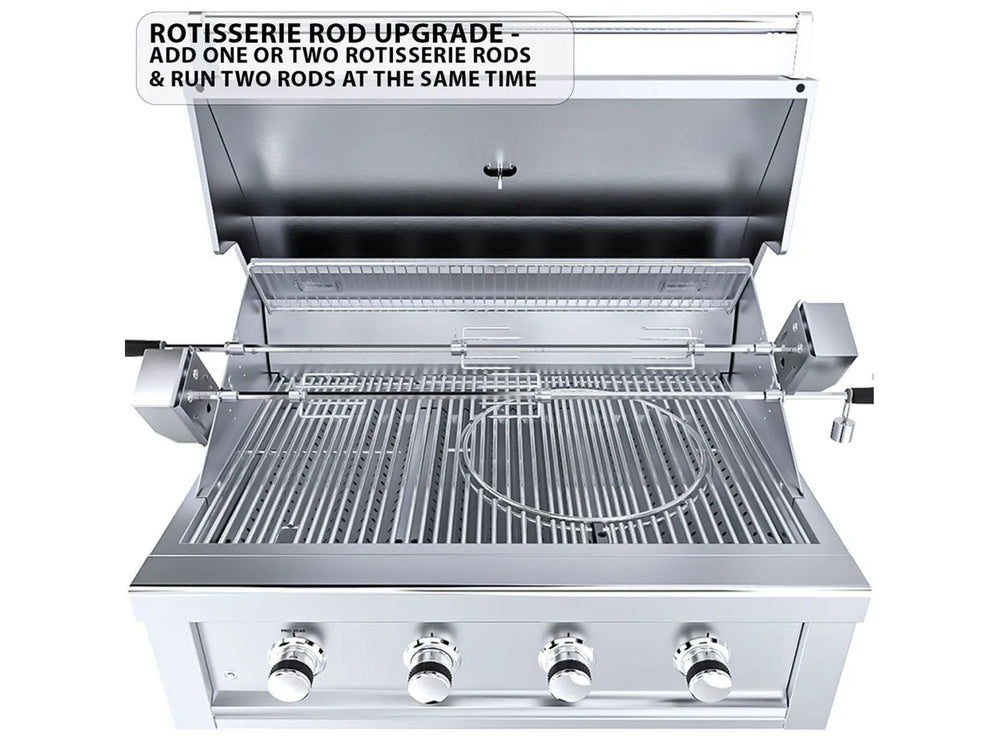 Sunstone RUBY4B dual rotisserie rod upgrade for simultaneous rotisserie grilling