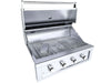 Sunstone RUBY4B 36-inch stainless steel built-in gas grill open lid with removable round grate angled view