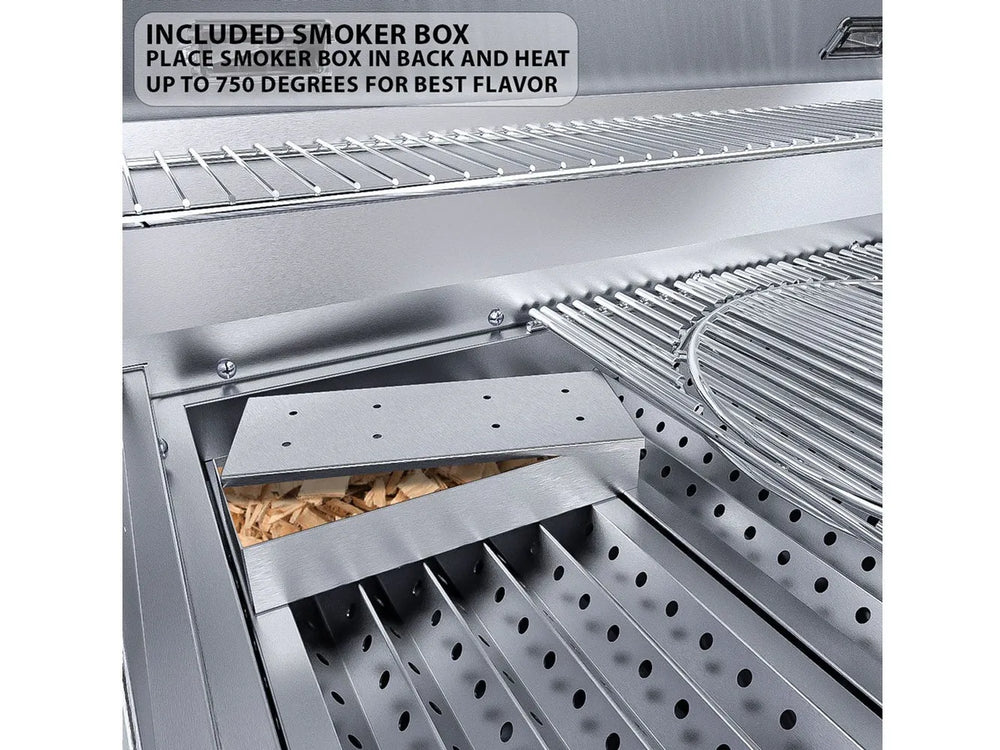 Sunstone RUBY4B 36-inch built-in gas grill with included stainless steel smoker box, heats to 750 degrees