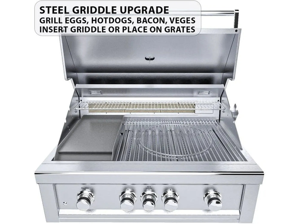 Sunstone RUBY4BIR steel griddle upgrade for eggs, bacon, hot dogs, and vegetables