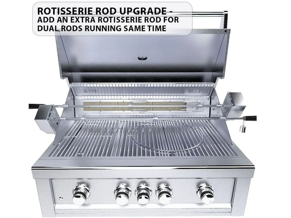 Sunstone RUBY4BIR dual rotisserie rod upgrade for simultaneous rotisserie cooking