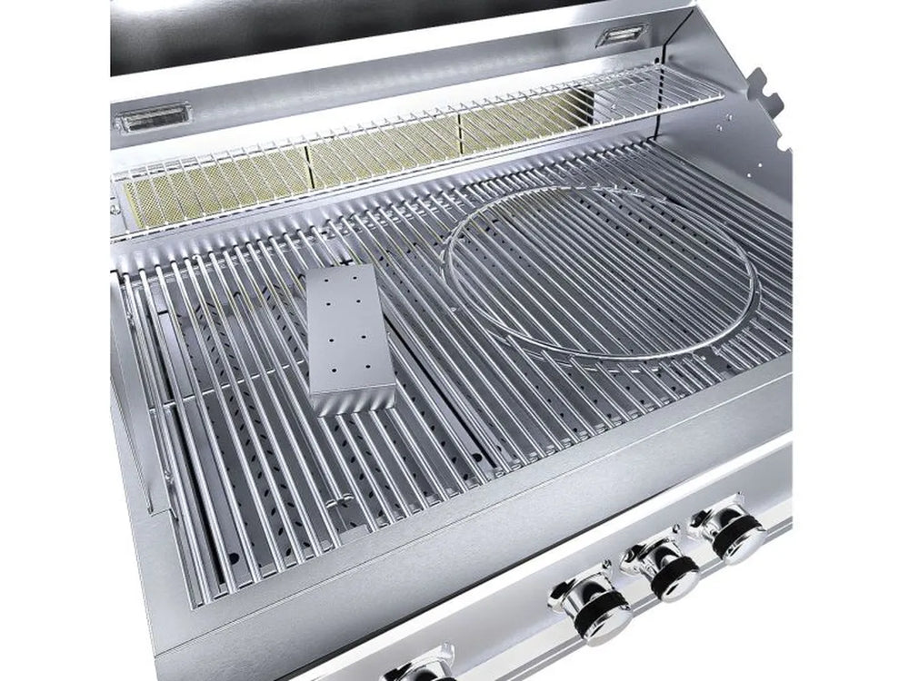 Sunstone RUBY4BIR stainless steel grill with removable round wok insert and smoker box
