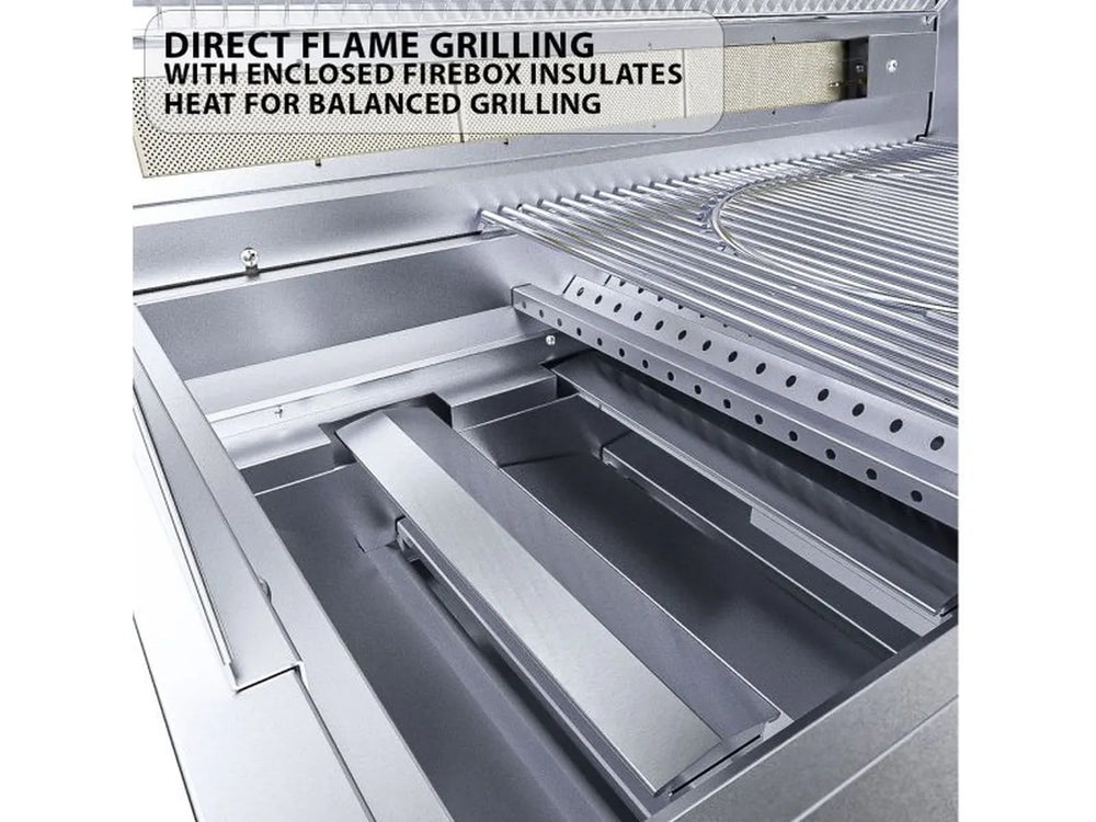 Sunstone RUBY4BIR direct flame grilling system with enclosed firebox for balanced heat distribution