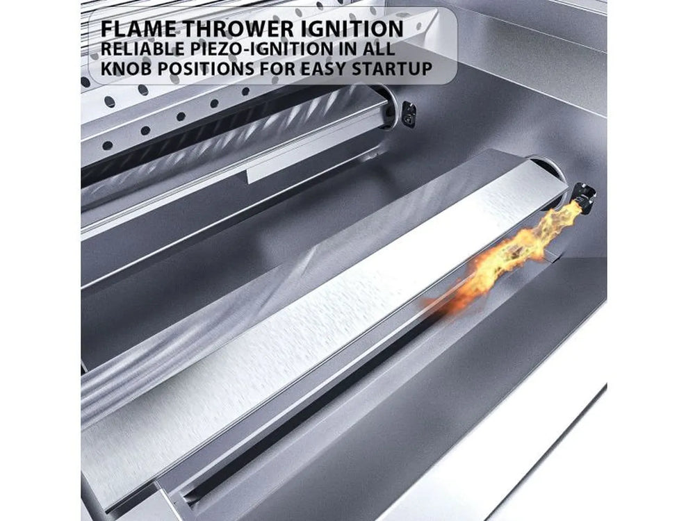 Sunstone RUBY4BIR flamethrower ignition with reliable piezo start in all knob positions