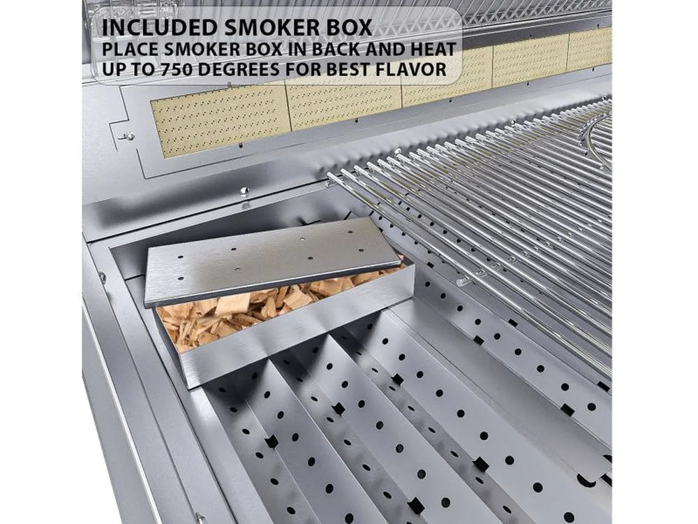 Sunstone RUBY4BIR 36-inch grill with included smoker box heats up to 750 degrees