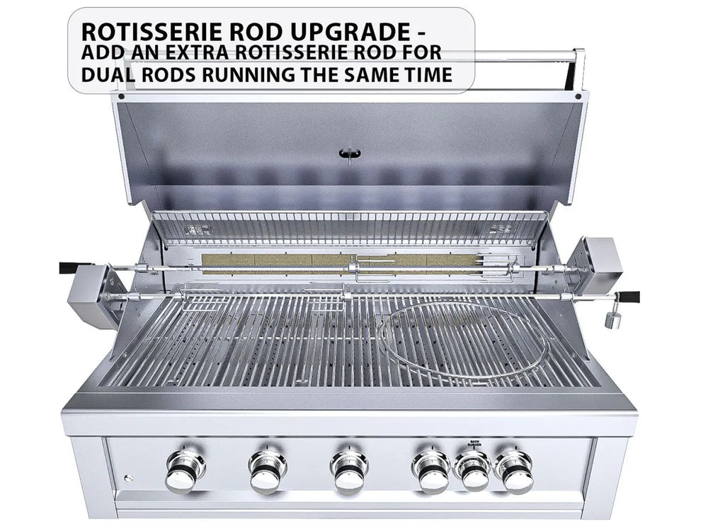 Sunstone RUBY5BIR dual rotisserie rod upgrade for simultaneous rotisserie grilling