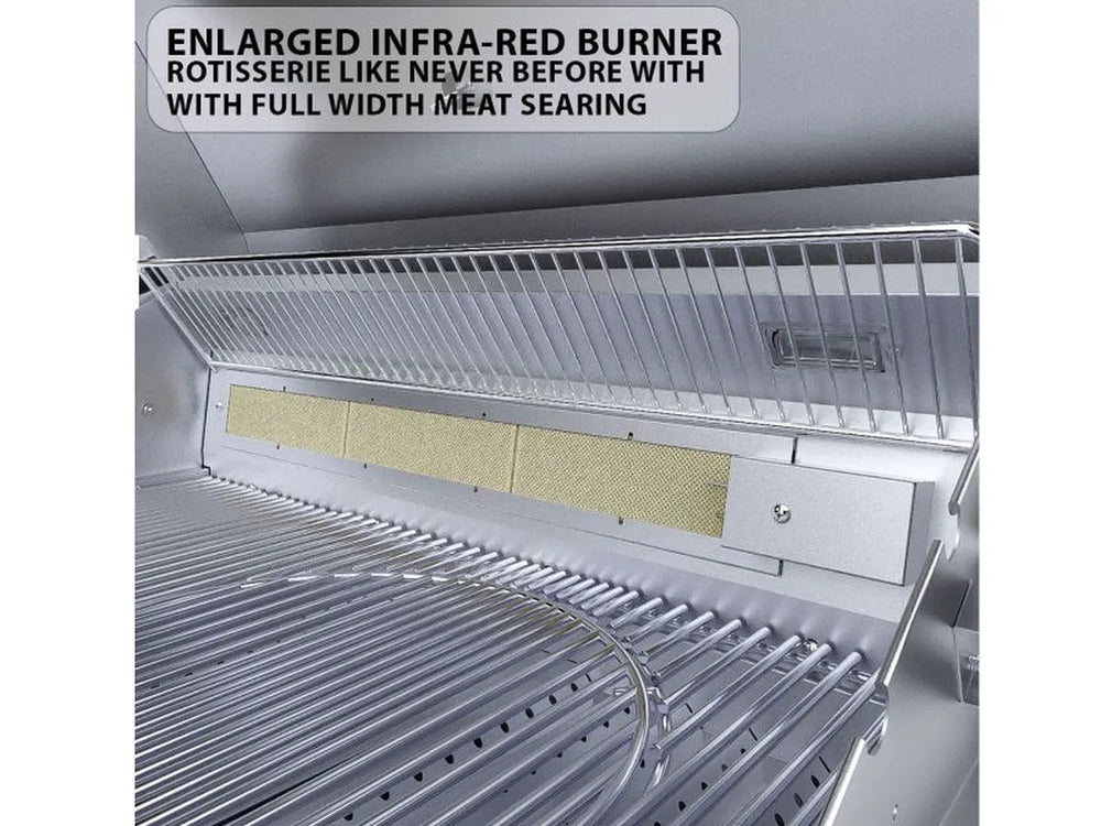 Sunstone RUBY5BIR enlarged infrared rear burner for full-width rotisserie meat searing
