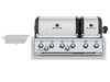 Front view of the Broil King Imperial S 690i built-in gas grill head with closed dual-hoods and side burner.