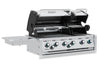 Side perspective of the Broil King Imperial S 690i built-in grill head with stainless steel finish and side burner kit.
