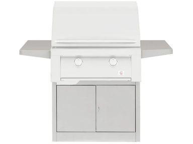 Summerset Resort 30-inch Grill Pedestal (SBG30-PED), front view of the 304 stainless steel base with side shelves.