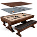 Freetime Fun Rockford 7' Dining Pool Table in dark walnut finish with convertible tops and bench storage