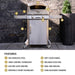 Outdoor stainless pizza oven with wide chimney and open flame stone cooking surface