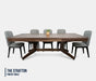 BBO Halo Series Stratton 10-player luxury poker table with dining top, solid wood base and modern gray chairs