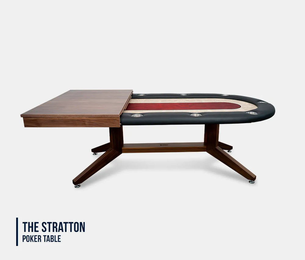 BBO Halo Series Stratton convertible poker table with removable dining top and premium wood pedestal base