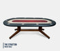 BBO Halo Series Stratton luxury poker dining table in modern concrete interior with upholstered chairs, Black Walnut Color