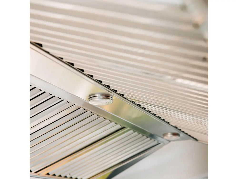 Summerset Outdoor Vent Hood, view of the commercial-style baffle filters and lighting.