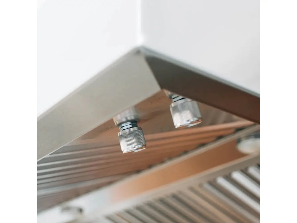 Summerset Outdoor Vent Hood stainless steel design with close-up of dual control knobs.