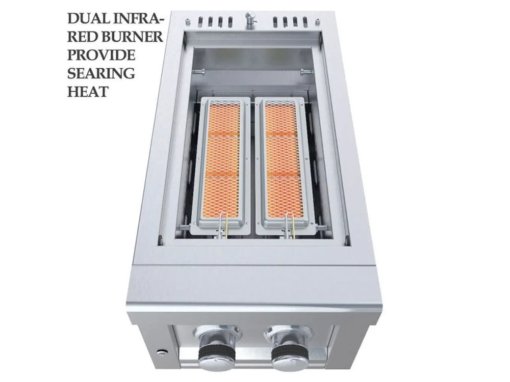 Sunstone SUN13CPRO dual infrared burners delivering high-heat searing performance