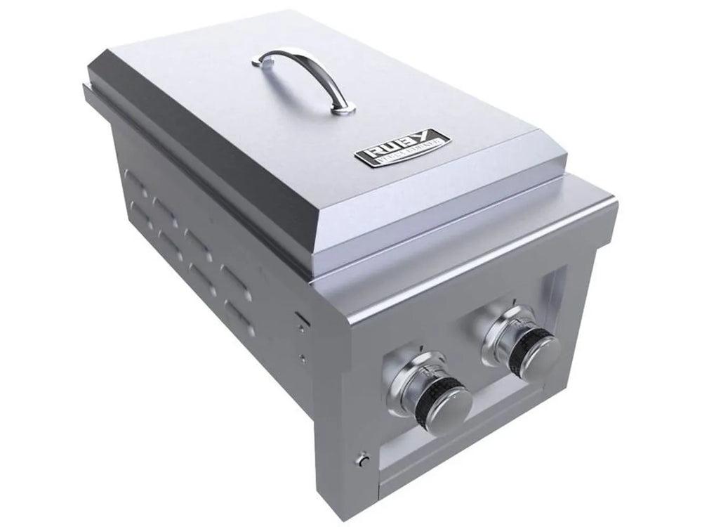 Sunstone SUN13VDB 13-inch Versa Double Burner with stainless steel cover and LED control knobs