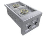 Sunstone SUN13VDB Versa Double Burner open with dual brass burners and heavy-duty cooking grates