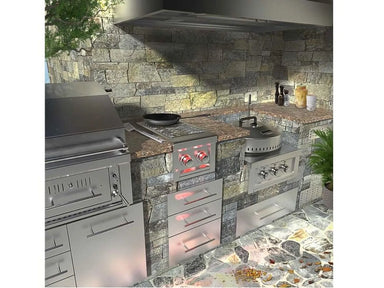 Sunstone SUN13VDB outdoor kitchen installation with LED illuminated control knobs