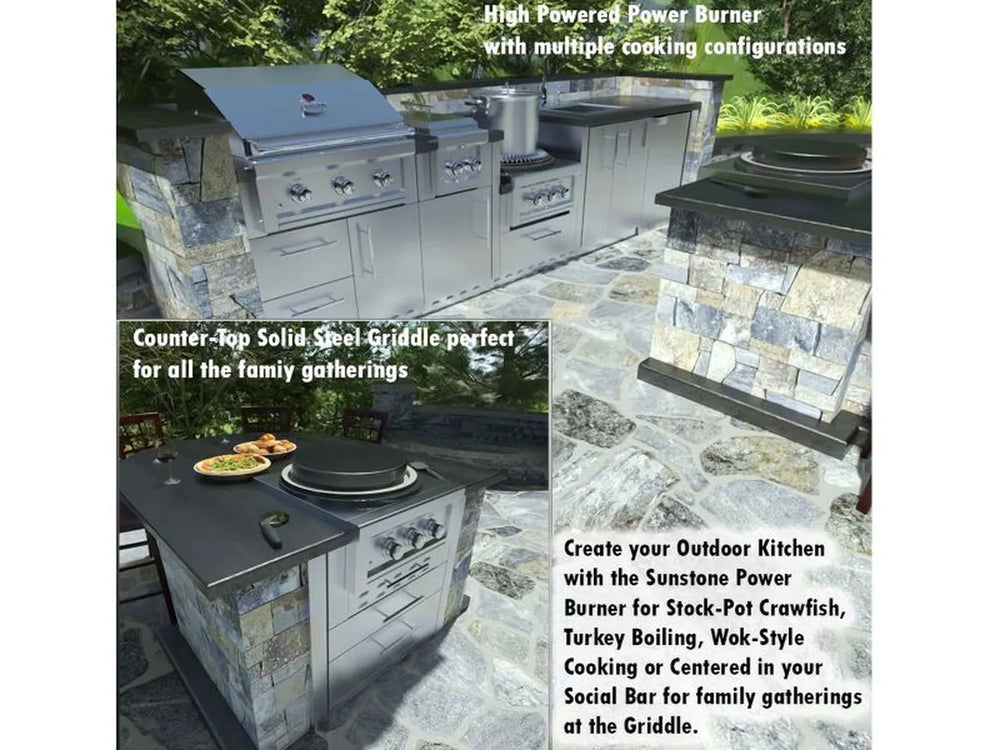Sunstone SUN24PCB outdoor kitchen island installation with built-in gas power burner