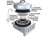 Sunstone SUN24PCB 24-inch gas griddle with large hood, temperature gauge and LED control knobs diagram